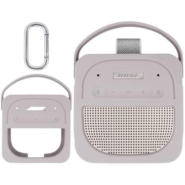 Imagem de Aenllosi Capa de silicone para alto-falante Bose SoundLink Micro 2ª geração Bluetooth com mosquetão, branca (apenas capa)