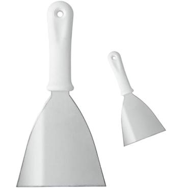 Imagem de Espátula Reta de Cozinha 5'', Aço Inox, Cabo Branco em Polipropileno, 23,5cm x 12cm, 175g, Profissional