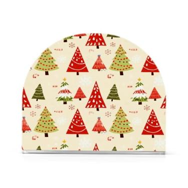 Imagem de Qilmy Bonito suporte de guardanapo de acrílico para árvore de Natal, porta-guardanapos para mesas cozinha restaurante decoração de casa, suporte decorativo moderno para guardanapos de coquetel de