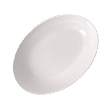 Imagem de placa profunda Prato oval para salada, sobremesa, curry, arroz, peixe, prato de frutas, jantar, cozinha, restaurante, café, sala, cerâmica branco(Médio)