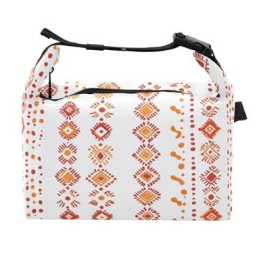 Imagem de STAYTOP Lancheira com padrão de bordado laranja com fivela de alça, lancheira isolada para meninos e meninas, lancheira térmica para trabalho escolar