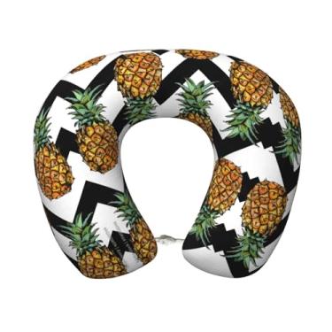 Imagem de Travesseiro leve de verão com estampa de abacaxi em forma de U e espuma viscoelástica para aviões