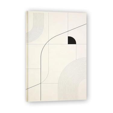 Imagem de Arte em tela minimalista fusão preto e branco: Serenidade tons neutros grande área em branco para decoração de espaço calmo Emoldurado 31,5 x 119,9 cm