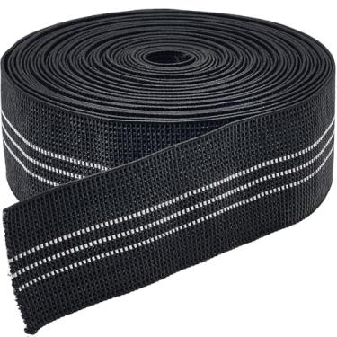 Imagem de GORGECRAFT Cinto de cadeira de vime de 10,94 metros de largura 5 cm de largura preto elástico para pátio externo estofamento elástico cadeiras de gramado tiras de substituição para reparo de móveis