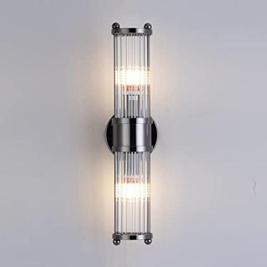 Imagem de Arandela de parede moderna com cristais, ideal para ambientes internos, como banheiros, quartos, salas de estar, corredores e hotéis. Luminária de parede E14 para cabeceira.