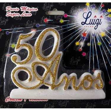 Imagem de vela aniversario 50 anos dourada