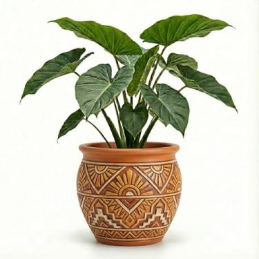 Imagem de Genérico Vaso Redondo para Plantas, Uso Interno, Tamanho M, Verde, Terracota/Barro, Acabamento Liso, Formato Redondo, Montagem no Chão, Vaso de Plantas, 11x12x10 cm
