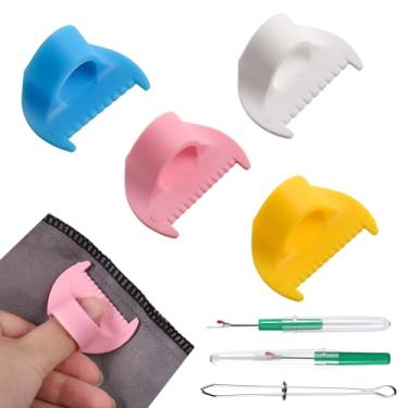 Imagem de 4 peças de medidor de costura de ponto de borda de 3 mm/4 mm, ferramenta de medição de medidor de agulha de costura, mini régua de dedo de costura, kit de costura faça você mesmo, ferramenta com