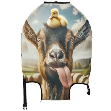 Imagem de Joisal Engraçado protetor de bagagem de ovelha pato capas de mala fofas antiarranhões acessórios de viagem para mulheres engraçadas, Pato de ovelha engraçado, S 18-20 in, Capa de mala
