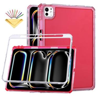 Imagem de UUcovers Capa para iPad Air 33.0 cm M3/M2 (2025/2024) e iPad Pro 33.0 cm M5/M4 (2025/2024) e iPad Pro 12.9 polegadas 6ª/5ª/4ª/3ª geração com suporte para lápis, amortecedor rígido transparente, capa