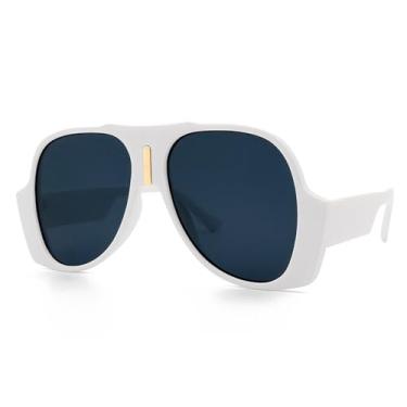 Imagem de Óculos de Sol UV400 - Tamanho Grande com Estampa de Leopardo para Homens e Mulheres, Esportivos, ao Ar Livre, Corrida e Ciclismo, Branco