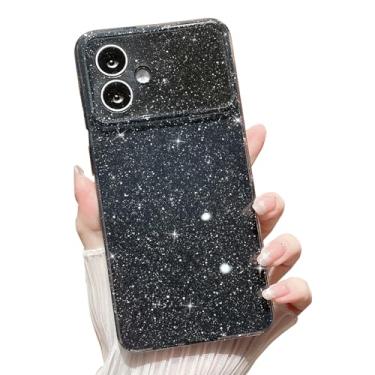 Imagem de MINSCOSE Capa com glitter compatível com Samsung Galaxy S26 Edge, linda estética brilhante, fina, à prova de choque, brilhante para Samsung Galaxy S26 Edge para mulheres e meninas - preta