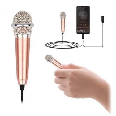 Imagem de Mini microfones de metal com fio, microfone vocal, microfone minúsculo, equipamento de microfone de gravação de voz, microfone omnidirecional com cabo de áudio universal de 3,5 mm para telefone