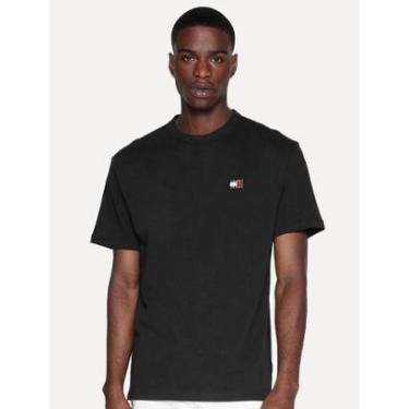 Imagem de Camiseta Tommy Jeans Masculina Regular Flag Badge Tee Preta-Masculino