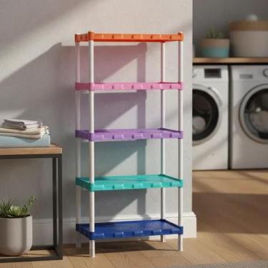 Imagem de Estante Modular Plástico Colorida 5 Prateleiras Organização Infantil L