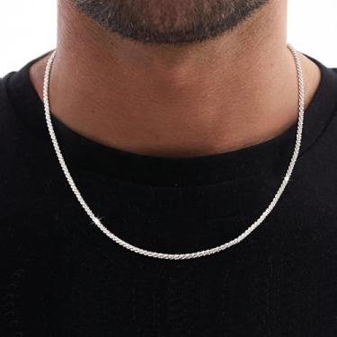 Imagem de Colares de prata para homens, corrente banhada a prata 925 moderna para homens, joias diárias, presente de 40,5 cm, 40,5 cm, 40,7 cm, Standard, Latão, Sem Pedra Preciosa