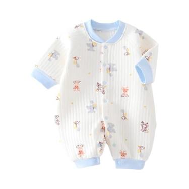 Imagem de Macacão De Malha De Manga Longa Para Bebê Recém-Nascido, Macacão Sólid