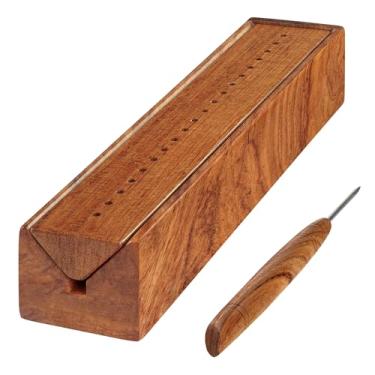 Imagem de Savina Berço de madeira para encadernação com furador – Ferramenta de perfuração feita à mão, base de piercing de acabamento suave para assinaturas, diários e artesanato de encadernação DIY