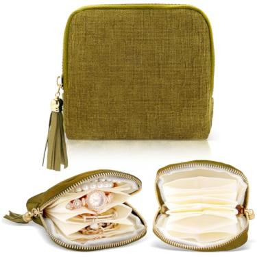 Imagem de EYEOO Pequena caixa de joias de viagem, presentes de viagem, bolsas de armazenamento, mini caixa de joias para mulheres, bolsa pequena para pulseiras de pedras preciosas, brincos de cristal de cura