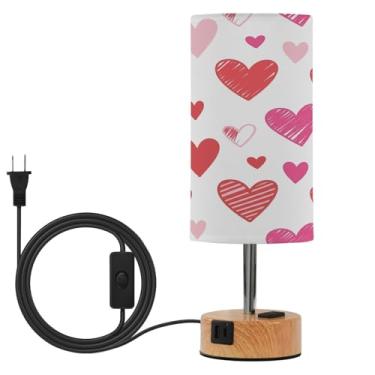 Imagem de Wassud Abajur de mesa de cabeceira de corações vermelhos sólidos com 3 temperaturas de cor, abajur de mesa para dia dos namorados com forro de sombra que cuida dos olhos para sala de estar, quarto