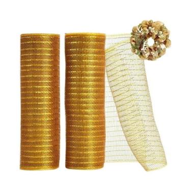 Imagem de Rolo De Tecido De Tule Dourado Para Decoração De Árvore De Natal, Guir