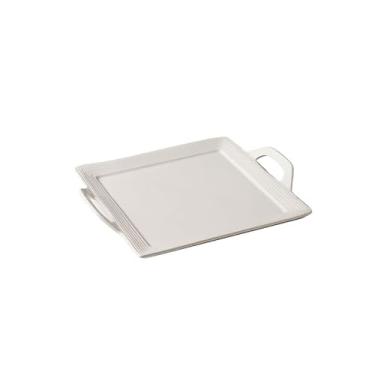 Imagem de CZCZC Pratos de jantar, prato de bife ocidental, prato quadrado de orelha dupla, prato de cerâmica branco puro, prato doméstico, prato plano, lanche, prato frio, prato de jantar liso