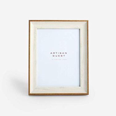 Imagem de Pacote de porta-retratos estilo rústico com padrão de madeira de vidro de alta definição para exibição de mesa e moldura de foto de montagem na parede (cor: Tamanho A: foto de 12,7 cm) (foto B de 15