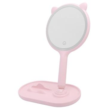 Imagem de Yinhing Espelho de Maquiagem LED Com Luzes 1X 5X Espelho de Maquiagem Ampliador Dupla Face 3 Temperaturas de Cor USB Recarregável Portátil de Viagem para Mulheres Rosa ABS +