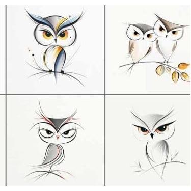 Imagem de Tecido Tricoline Digital Coleção Style Owl Quadrados de corujas 50 x 150 cm