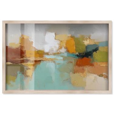 Imagem de Arte abstrata de parede minimalista Tones III Shadowbox da Art Remedy, moldura loira, 78 x 53 cm