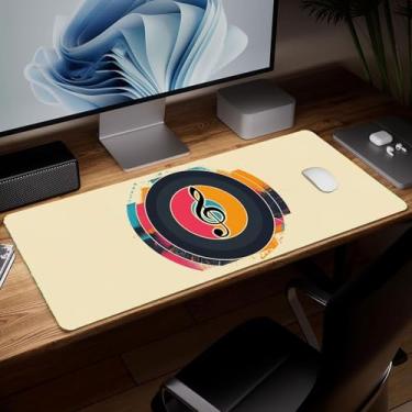 Imagem de Tapete de mesa de couro para música, mouse pad de arte colorida grande teclado de computador para jogos mousepad à prova d'água protetor e capa de mesa, tapete de mouse decorativo de couro PU para