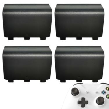 Imagem de Mingxiong Substituição de capa de bateria de 4 peças para controle Xbox One/One S/One X [NÃO para Xbox Series X/S], peça de reparo de capa traseira de bateria compatível com controle Xbox One (preto)