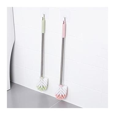 Imagem de Escova de vaso sanitário doméstica parede sem canto morto escova de vaso sanitário conjunto de limpeza de vaso sanitário escova de limpeza de vaso sanitário escova de vaso sanitário e suporte (cor
