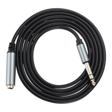 Imagem de Cabo TRS macho para fêmea de 6,35 mm, 1/10.2 cm, cabo estéreo HiFi de 1,2 m, cabo de extensão TRS para fone de ouvido e guitarra para alto-falante de telefone, preto