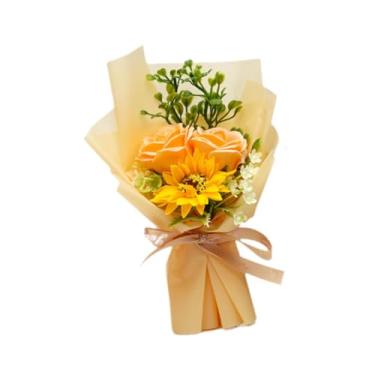 Imagem de Fenteer Buquê de sabonetes artificiais para decoração de casamento, aniversários e outras ocasiões especiais. Ideal para casamentos e outras festas de, Amarelo