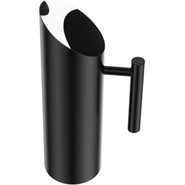 Imagem de Jarro de água de aço inoxidável, jarro de água de metal à prova de ferrugem com protetor de gelo e alça, jarra polida para geladeira, ideal para leite, suco, chá gelado, café, vinho (1L - Black)
