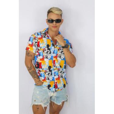 Imagem de Camisa Social Botão Divertida Unissex Mickey Mouse - cs modas, Plus, A