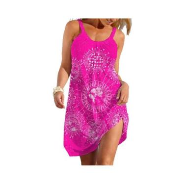 Imagem de Vestido Slip Sem Mangas Com Estampa Circular Para Mulheres, Vestuário 