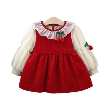 Imagem de Vestido Vermelho Para Menina Bebê, Quente E Grosso, Fofo, Para Primave