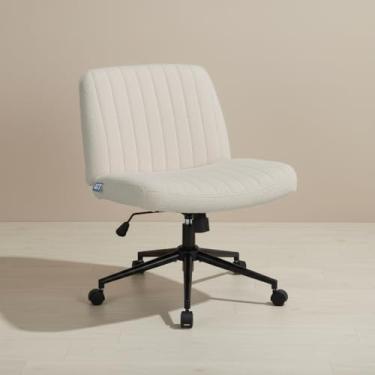 Imagem de Cadeira Escritório DT3 Dolly, Assento Extra Grande e Largo, Leisure, Penteadeira, Escrivaninha, Ceriticação NR-17, Giratória, com rodinha (Boucle, Cream)