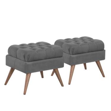 Imagem de Conj. 02 Pufe Decorativo Pé Palito Capitonê Gales - Due Decor, Velutto