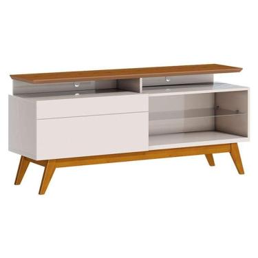 Imagem de Rack Bancada Classic 1 Gaveta Com Nicho 1.4 Off White Freijó Touch - Imcal