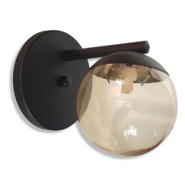 Imagem de Kit 2 Arandela Bola/Globo Jabuticaba Cabeceira Vidro - Bela Home, Pret