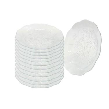 Imagem de Jogo 12 Pratos Fundos De Vidro Transparente Rosas 22cm - CLICK HOUSE