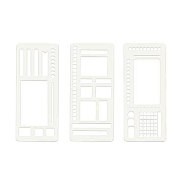 Imagem de Conjunto de 3 peças de estêncil de diário – Modelos de planejamento flexíveis reutilizáveis para diários pontilhados (pontos espaçados de 5 mm), lista de verificação faça você mesmo/caixas/ferramentas