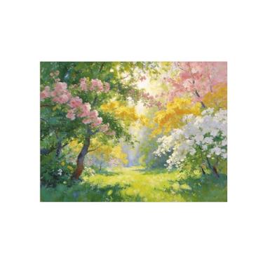 Imagem de Impressão em tela de paisagem de arte de parede - flores de árvore de primavera - pintura de decoração - imagens para sala de estar quarto 60 x 80 cm 24 x 31 polegadas sem moldura