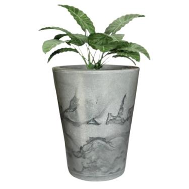 Imagem de Vaso Grande Liso Polietileno Marmorizado Plantas Luxo Jardim Varanda (Grafite)