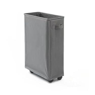 Imagem de Cesto de Roupa Suja Dobrável Com Rodas Universais Tecido Oxford,Organizador para Quarto e Banheiro,Ideal para Famílias(Cinza escuro)