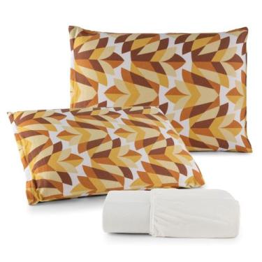 Imagem de Jogo de Lençol Casal King Malha 100% Algodão 03 Peças Com Elástico - M