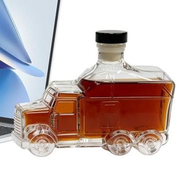 Imagem de Decantador de uísque | Meio caminhão despejador de uísque | Decantador decorativo de 375 ml com tampa para bebidas alcoólicas, cerveja, champanhe, hospedagem em casa, bar, festas, casamentos, brunch